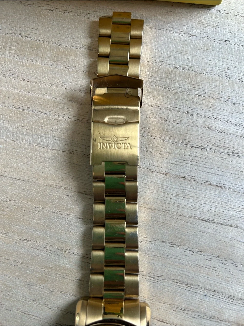 Invicta Gold-Tone Watch with Blue Skeleton Dial